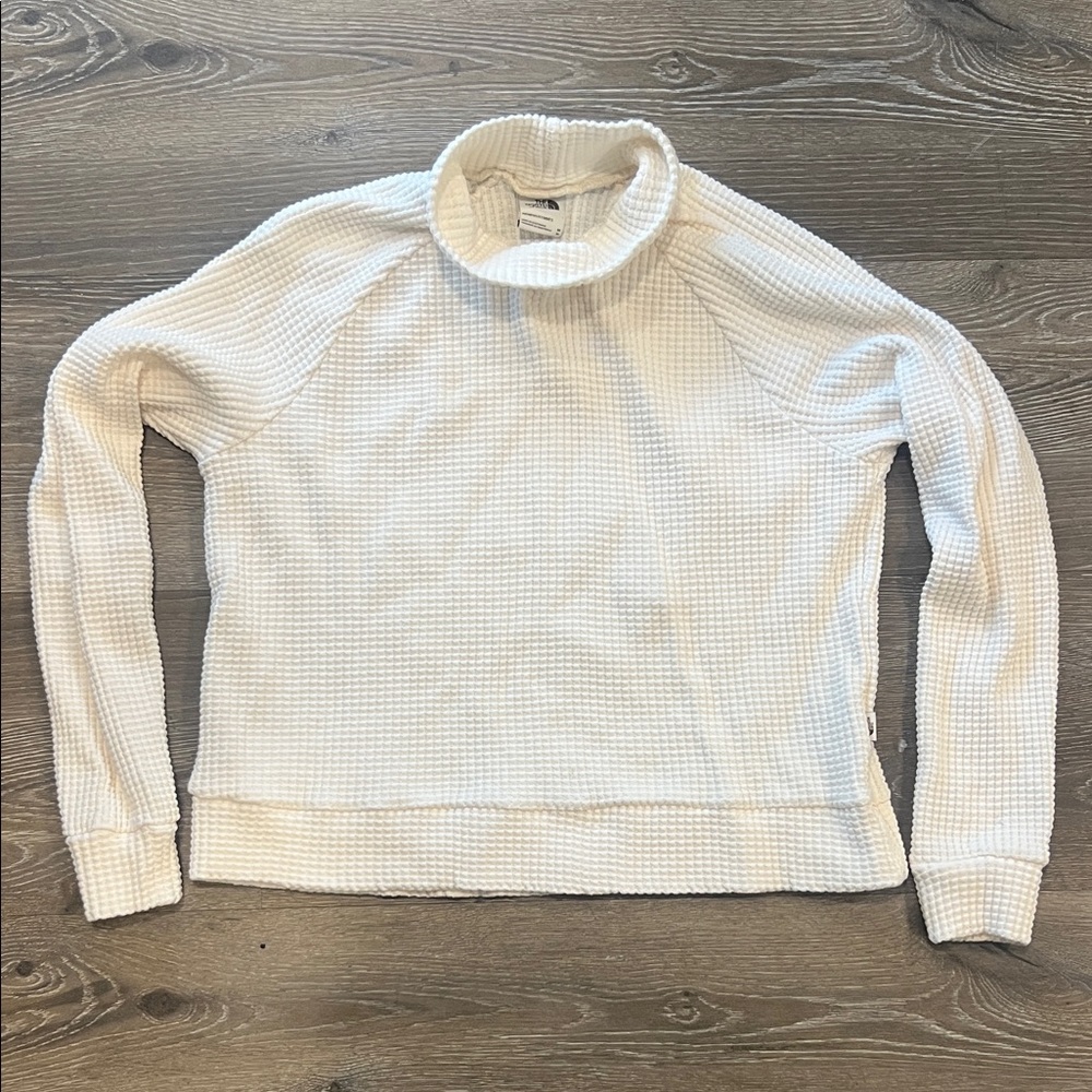 The North Face Women’s Chabot Mock Neck Long Sleeve Off White Waffle Knit